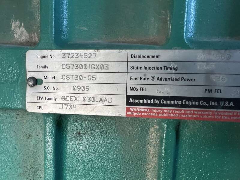 Used Cummins DQFAD Diesel Generator 6656 Hrs, EPA Tier 2