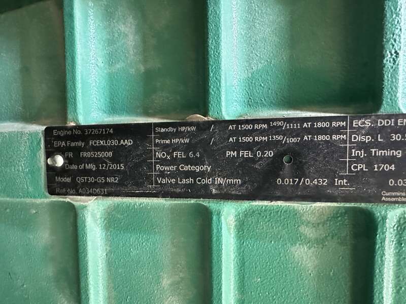 Used Cummins DQFAD Diesel Generator 8650 Hrs, EPA Tier 2
