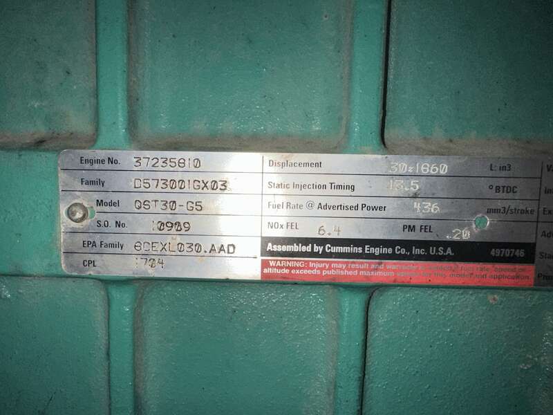 Used Cummins DQFAD Diesel Generator 7858 Hrs, EPA Tier 2