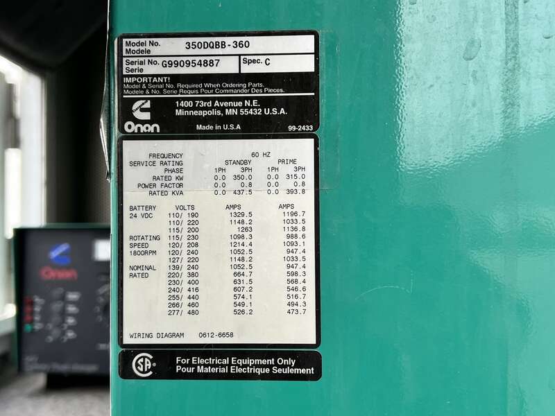 Used Cummins DQBB Portable Diesel Generator, 202 Hrs