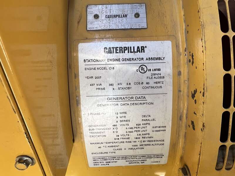 Used Caterpillar C15 Diesel Generator 128 Hrs EPA Tier 3