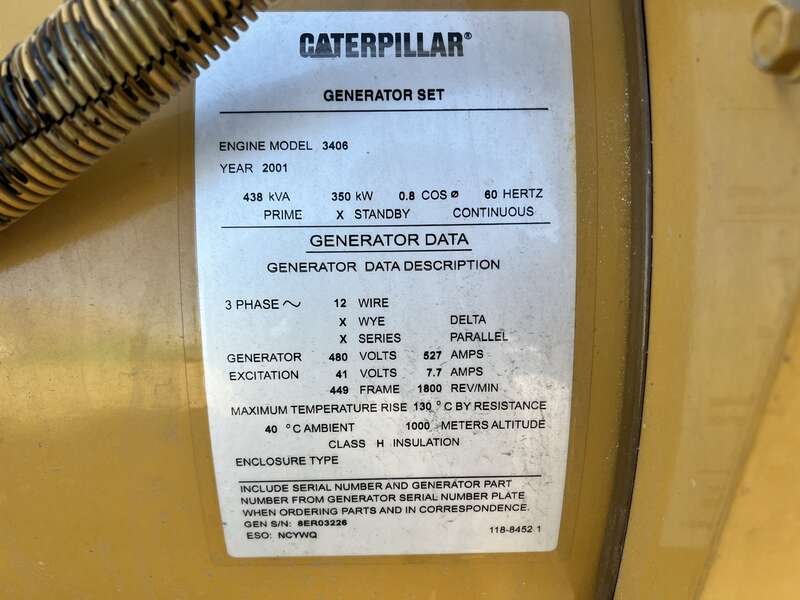 Used Caterpillar 3406 Diesel Generator, 644 Hrs