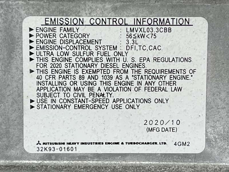 New Generac RD048 Diesel Generator 0 Hrs, EPA Tier 3, Single Phase