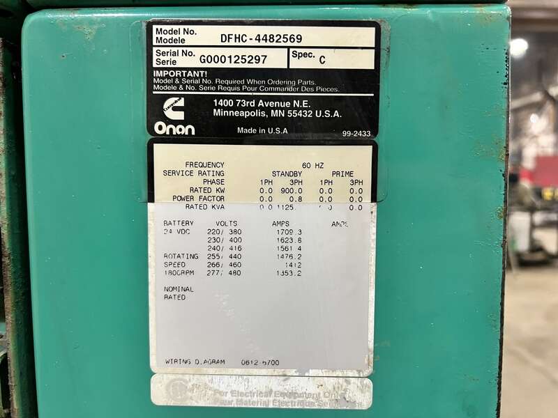 Used Cummins DFHC Diesel Generator, 2026  Hrs