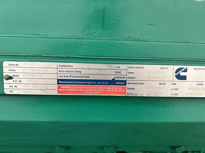 Used Cummins DFHC Diesel Generator, 2026  Hrs