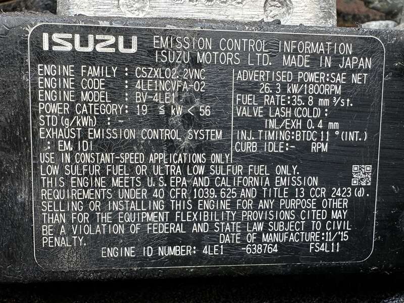 Used Winpower DR20 Isuzu BV-4LE1 Rental Grade Diesel Generator 6402 Hrs EPA Tier 3