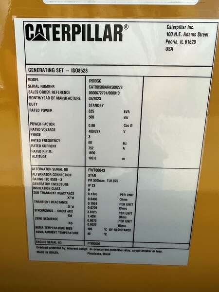 New Caterpillar C15 Diesel Generator 0 Hrs EPA Tier 2