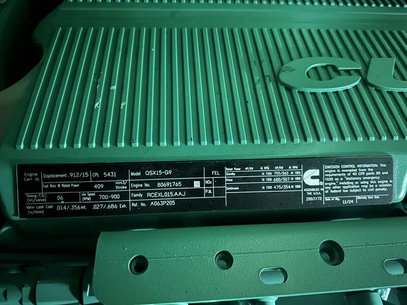 New Cummins DFEK QSX15-G9 Diesel Generator EPA Tier 2