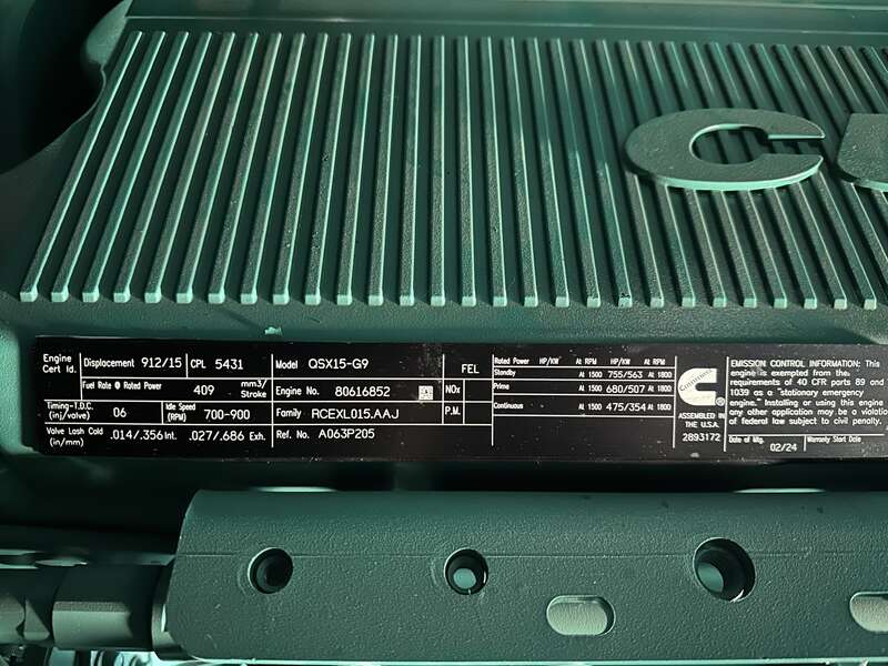 New Cummins DFEK QSX15-G9 Diesel Generator EPA Tier 2
