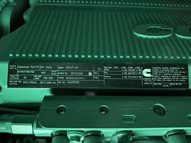 New Cummins DFEK QSX15-G9 Diesel Generator EPA Tier 2