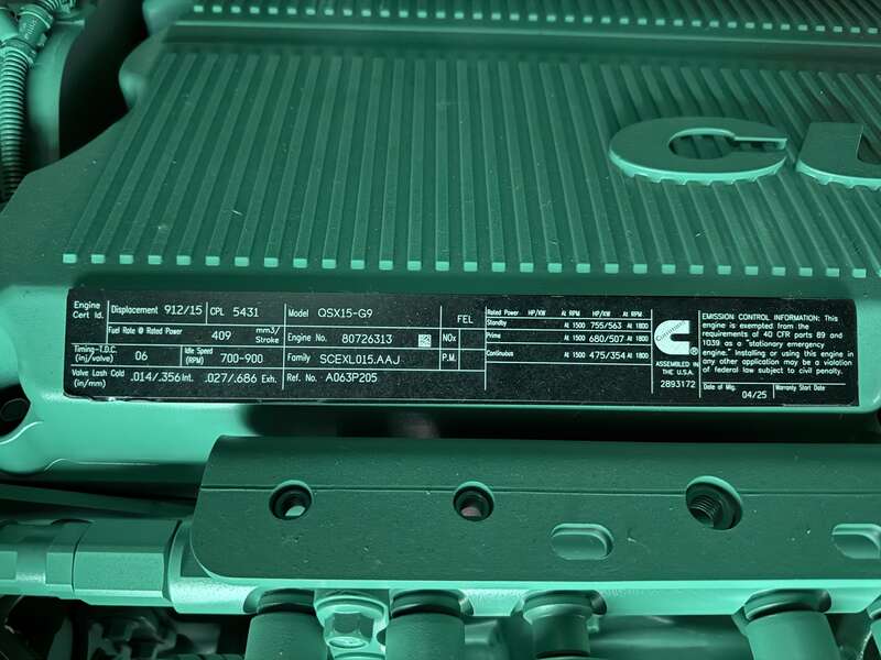 New Cummins DFEK QSX15-G9 Diesel Generator EPA Tier 2