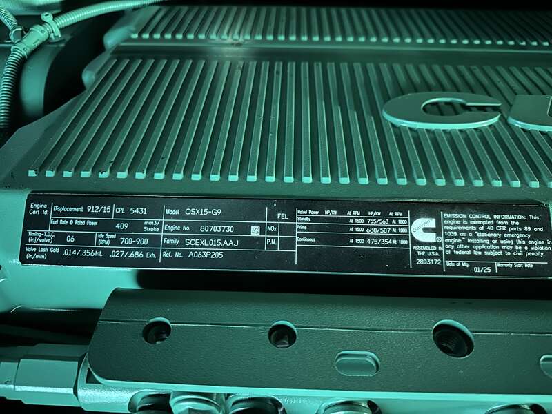New Cummins DFEK QSX15-G9 Diesel Generator EPA Tier 2