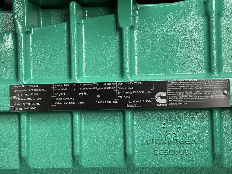 New Cummins DQFAD QST30-G5 NR2 Diesel Generator, EPA Tier 2