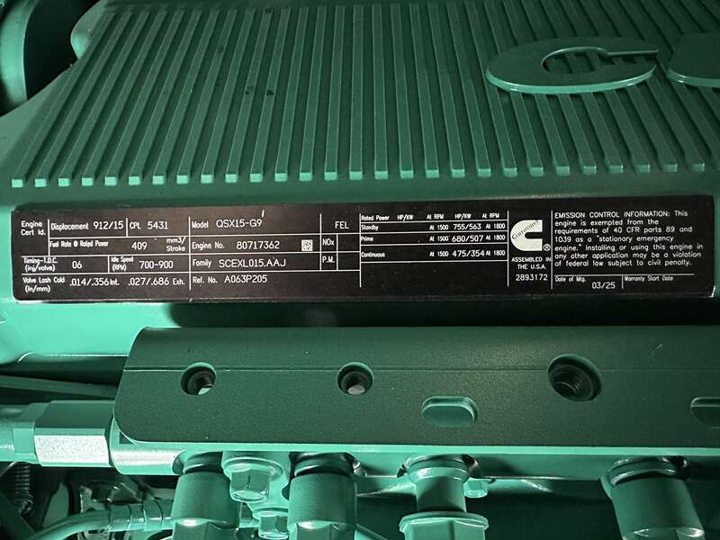 New Cummins DFEK QSX15-G9 Diesel Generator EPA Tier 2