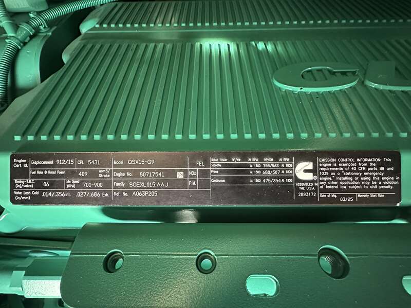 New Cummins DFEK QSX15-G9 Diesel Generator EPA Tier 2