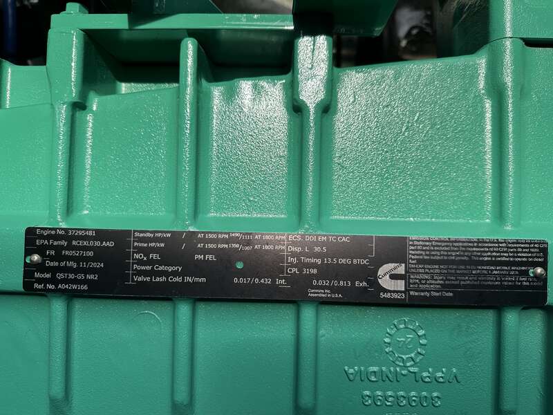 New Cummins DQFAD QST30-G5 NR2 Diesel Generator, EPA Tier 2