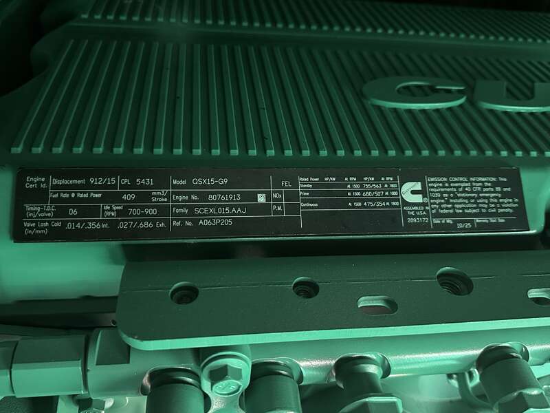New Cummins DFEK QSX15-G9 Diesel Generator EPA Tier 2