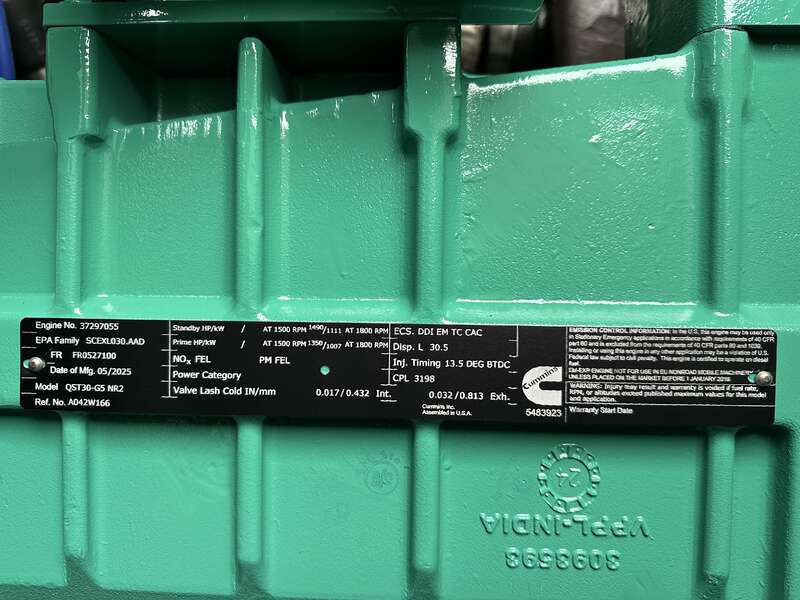 New Cummins DQFAD QST30-G5 NR2 Diesel Generator, EPA Tier 2 