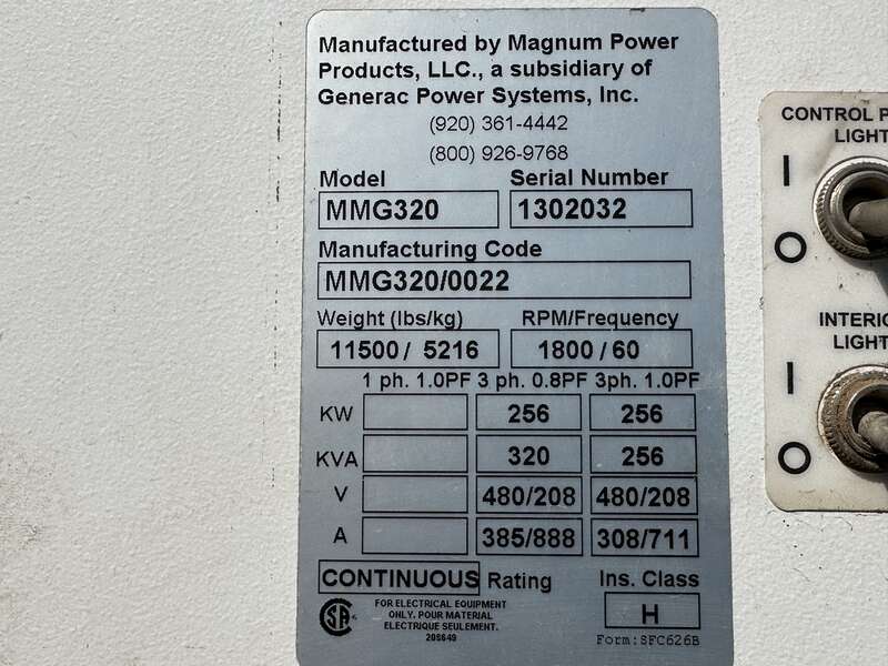 Used Magnum MMG320 Rental Grade Diesel Generator, 8803 Hrs, EPA Tier 3 Flex