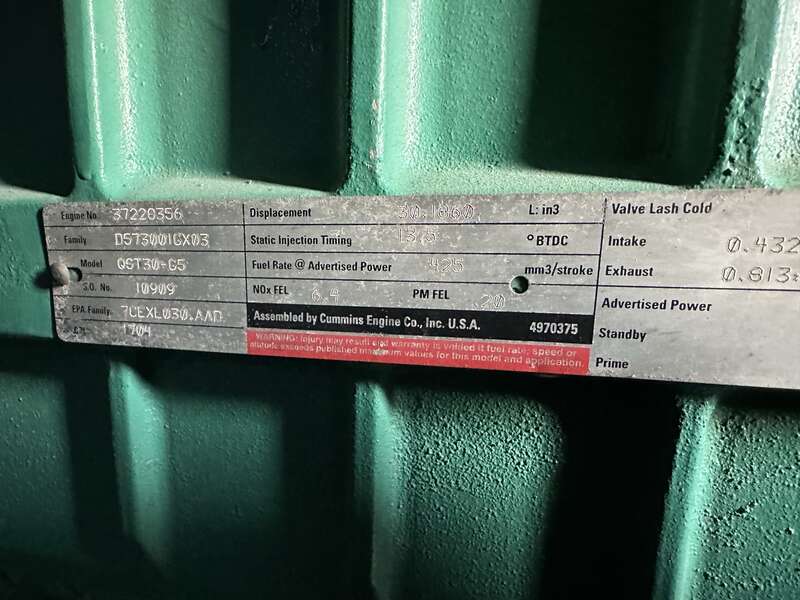 Used Cummins DQFAD Diesel Generator 10748 Hrs, EPA Tier 2