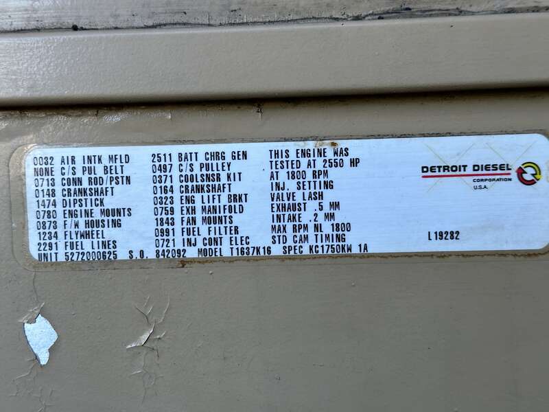 Used Katolight D1600FRX4 Diesel Generator, 608 Hrs