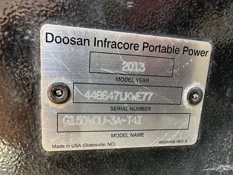 Doosan G150 Rental Grade Diesel Generator, 1202 Hrs, EPA Tier 4i