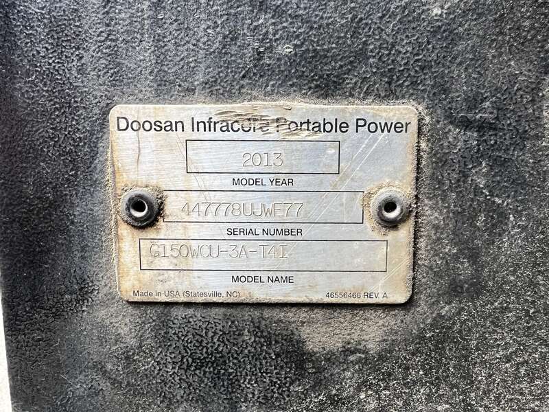 Used Doosan G150 Rental Grade Diesel Generator, 7979 Hrs, EPA Tier 4i
