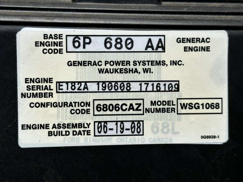 Used Generac QT070 Natural Gas Propane Generator, 423 Hrs