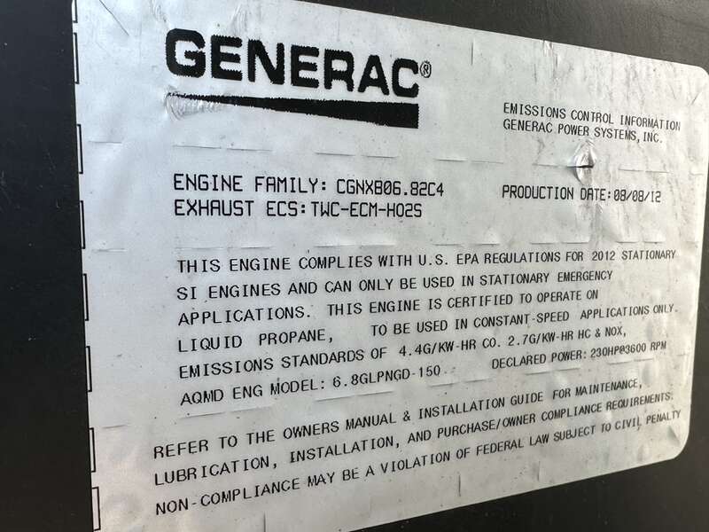 Used Caterpillar / Olympian G150LG2 Natural Gas / Propane Generator, 192 Hrs, EPA Certified Single Phase