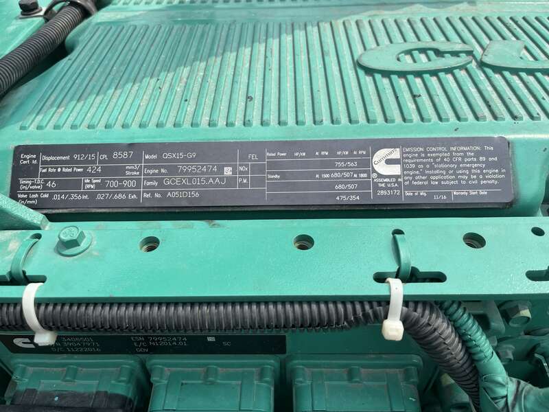 Used Cummins DFEJ QSX15-G9 NR2 Diesel Generator 201 Hrs EPA Tier 2