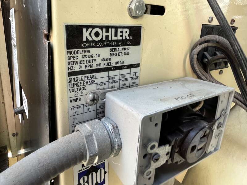 Used Kohler 60REZG Natural Gas / Propane Generator, 556 Hrs