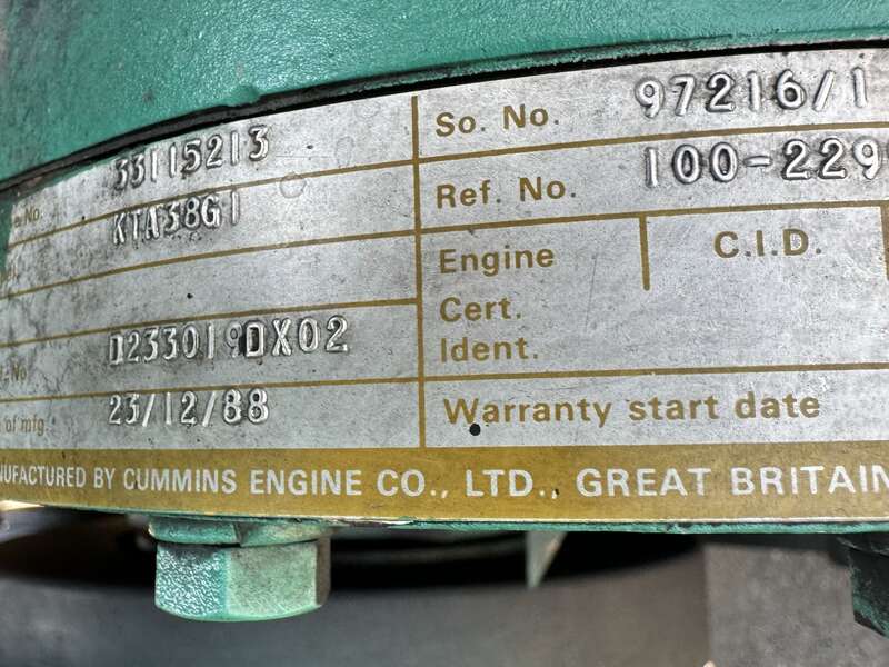 Used Cummins DFZ KTA38-G1 Diesel Generator, 1186 Hrs