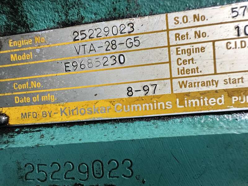 Used Cummins DFGB VTA28-G5 Diesel Generator, 890 Hrs