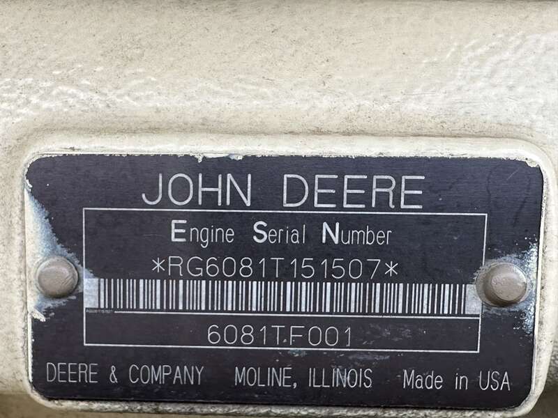 Used Kohler 135ROZJ John Deere 6081TF001 Diesel Generator, 368 Hrs