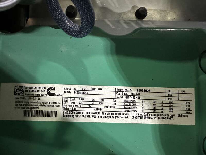 New Cummins C150D6D QSB7-G5 NR3 Diesel Generator, 0 Hrs, EPA Tier 3 ***1 or 3 Phase at 150 kW***