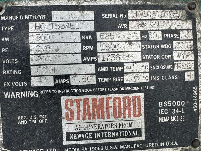 Used Cummins DFED KTA19-G4 Diesel Generator, 332 Hrs