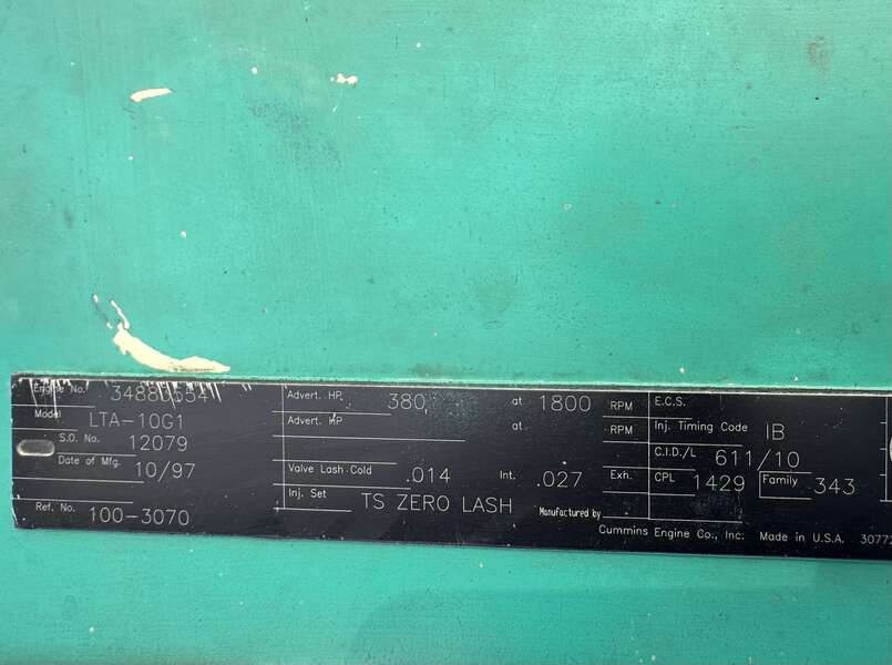 Used Cummins DFAA LTA10-G1 Diesel Generator, 417 Hrs