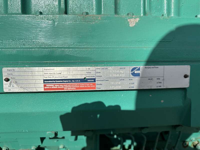 Used Cummins DFHA QST30-G1 Diesel Generator 93 Hrs