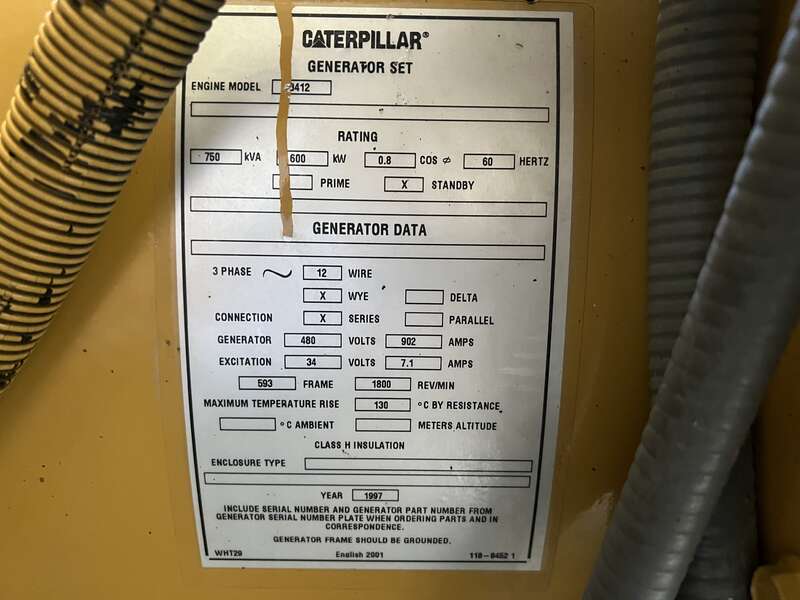Used Caterpillar 3412 Diesel Generator, 664 Hrs