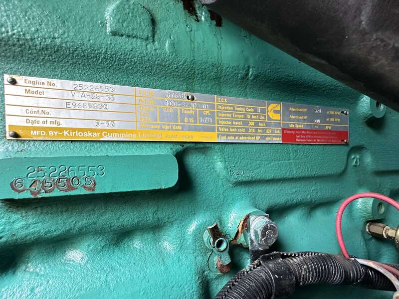 Used Cummins DFGB VTA28-G5 Diesel Generator, 2077 Hrs
