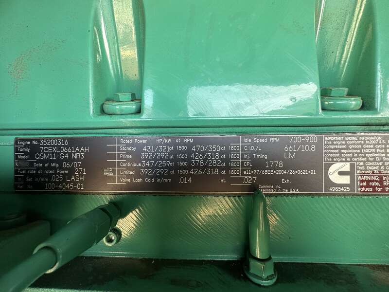 Used Cummins DQHAB QSM11-G4 Diesel Generator, 226 Hrs EPA Tier 3