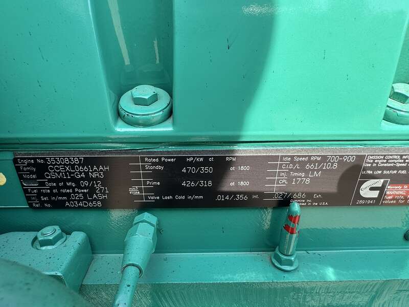 Used Cummins DQHAB QSM11-G4 Diesel Generator, 351 Hrs EPA Tier 3