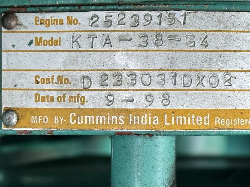 Used Cummins DFJD KTA38-G4 Diesel Generator, 353 Hrs