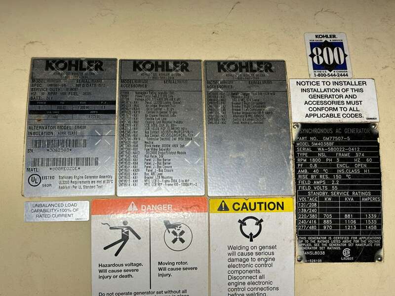 Used Kohler 800REOZDE Diesel Generator, 231 Hrs, EPA Tier 2