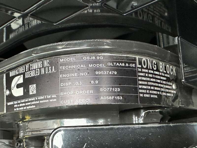 New Cummins C150N6 QSJ8.9G Natural Gas / Propane Generator, EPA Certified