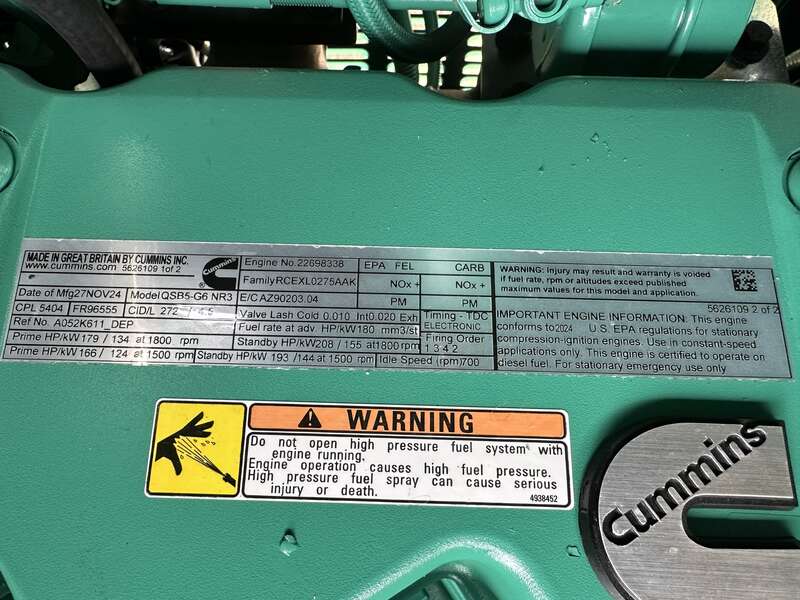 New Cummins C125D6C QSB5-G6 NR3 Diesel Generator, EPA Tier 3