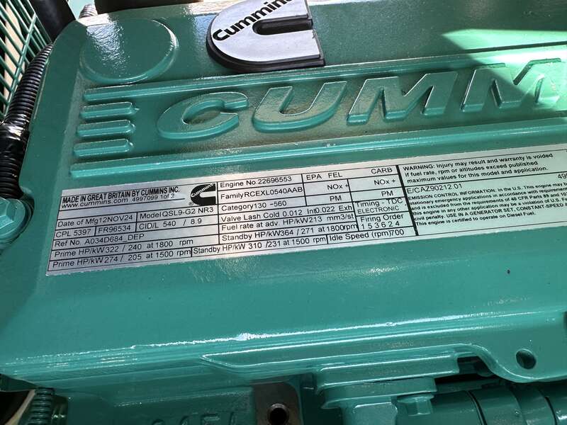 New Cummins DSHAD QSL9-G2 NR3 Diesel Generator EPA Tier 3