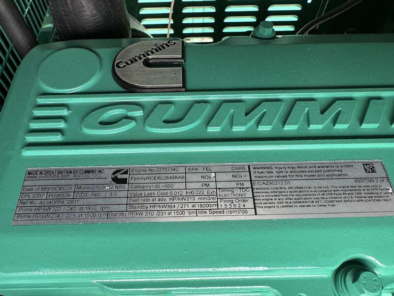 New Cummins DSHAD QSL9-G2 NR3 Diesel Generator EPA Tier 3