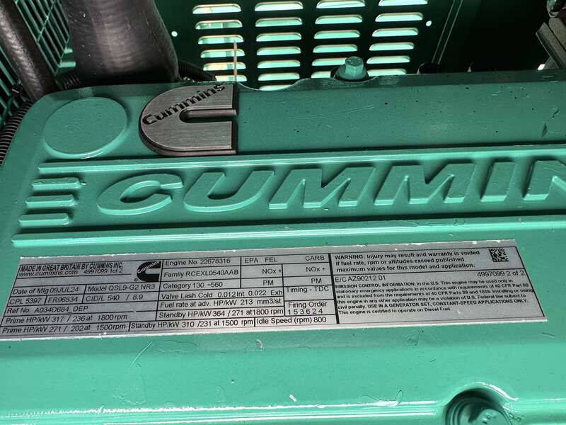 New Cummins DSHAD QSL9-G2 NR3 Diesel Generator EPA Tier 3