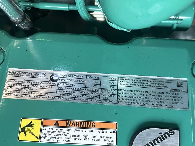 New Cummins C125D6C QSB5-G6 NR3 Diesel Generator, EPA Tier 3